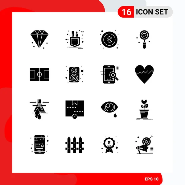Conjunto Icones Modernos Símbolos Sinais Para Futebol Casamento Bluetooth Pesquisa —  Vetores de Stock