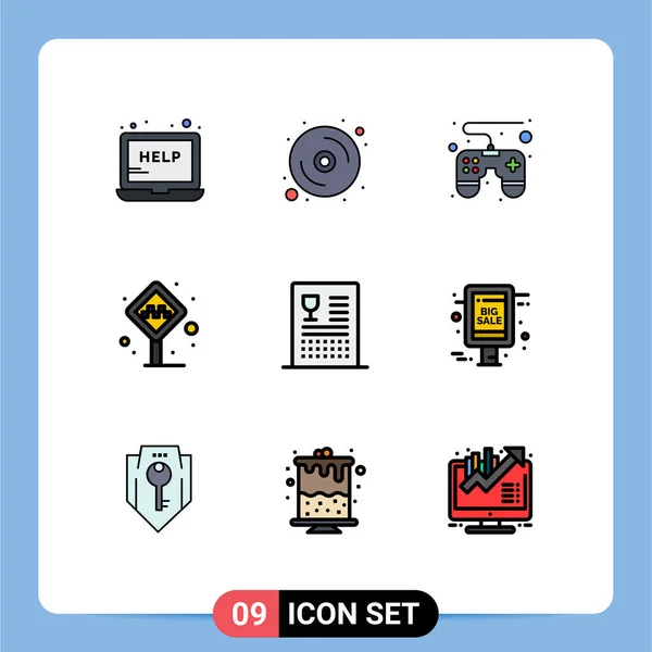 Conjunto Icones Modernos Símbolos Sinais Para Cozinhar Carrinho Táxi Controle — Vetor de Stock