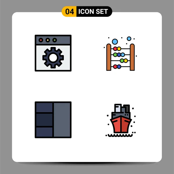 Set Von Modernen Symbolen Symbole Zeichen Für App Segelboot Abakus — Stockvektor