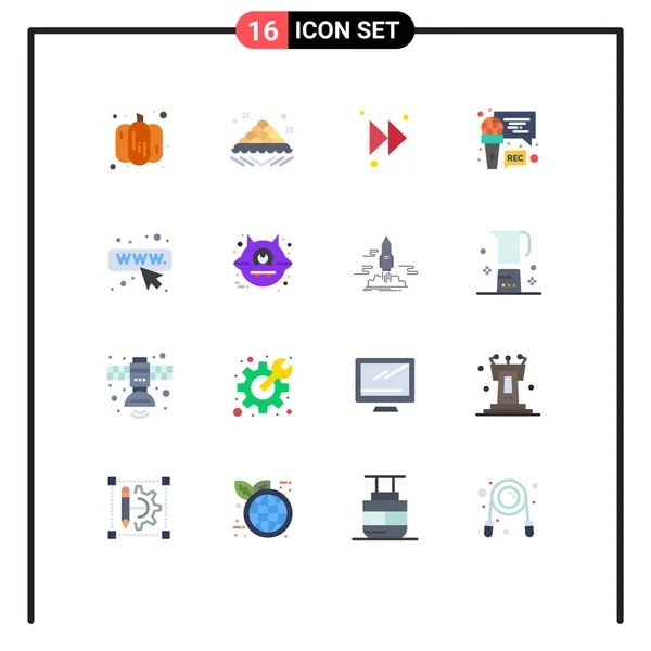 Moderne Set Van Platte Kleuren Symbolen Zoals Webpagina Seo Pijl — Stockvector