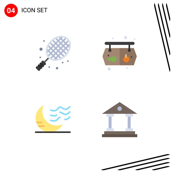 Flat Icon Pack Universal Symbols Ball Moon Tennis Vegetic Sleep — Διανυσματικό Αρχείο