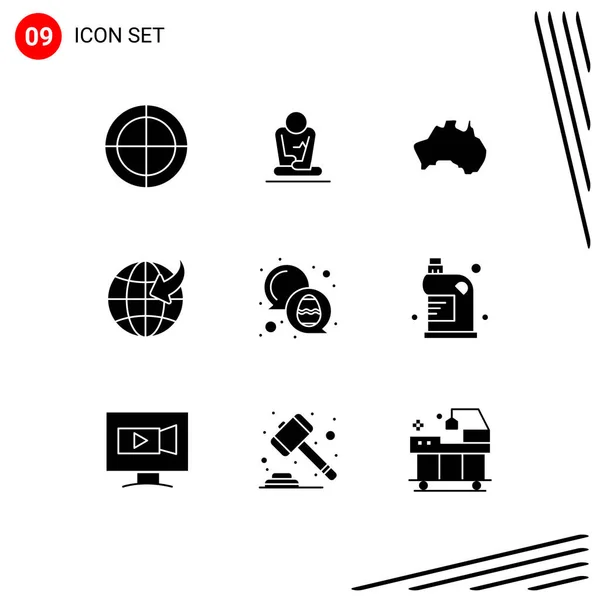 Solid Glyph Pack Símbolos Universais Cor Viagens Australianos Globo Viagens — Vetor de Stock