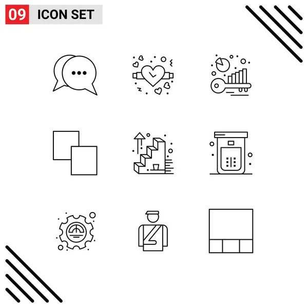 Stock Vector Icon Pack Line Signs Symbols Bath Stairs Benchmarking — Stock Vector