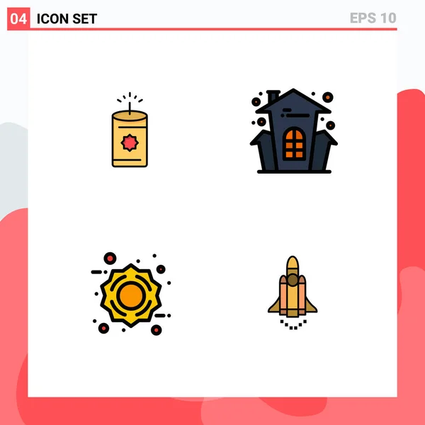 Set Modern Icons Symbols Signs Candle Percentage Sale Castle House — Stock Vector