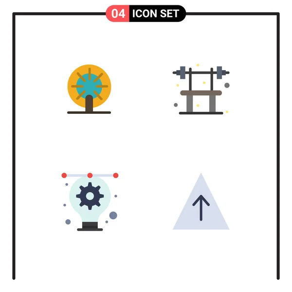 Benutzeroberfläche Pack Mit Einfachen Flachen Symbolen Für Rad Glühbirne Schiff — Stockvektor