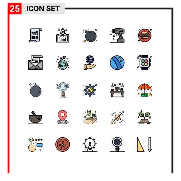 Universal Icon Symbols Group Modern Filled Line Flat Colors Tool —  Vetores de Stock