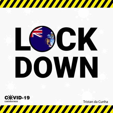 Coronavirus Tristan da Cunha Kilitli Ülke Bayrağıyla Typography. Coronavirus Salgını Kilitleme Tasarımı