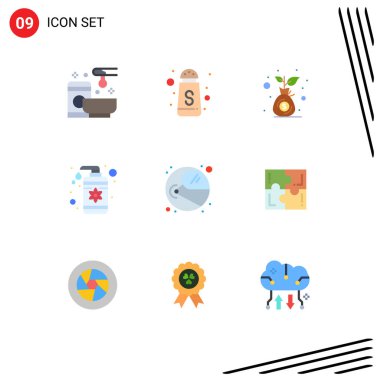 Kask, bakım, bütçe, spa, Düzenlenebilir Vektör Tasarım Elemanlarını düşürme için 9 Ticari Düz Renk paketi