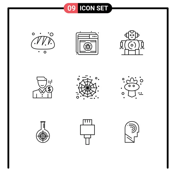 Creative Icons Modern Jelek Szimbólumok Fizetés Pénz Web Férfi Költség — Stock Vector