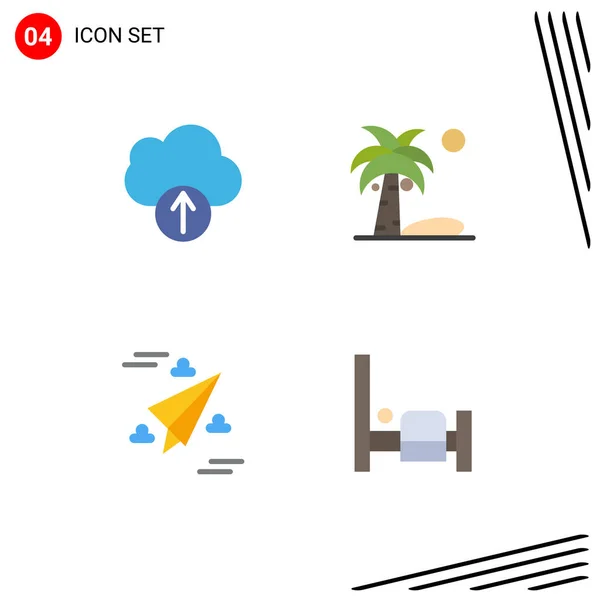 Set Iconos Planos Vectoriales Rejilla Para Nube Papel Playa Verano — Archivo Imágenes Vectoriales