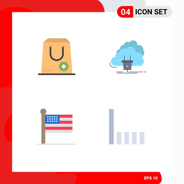 Mobile Interface Flat Icon Set Pictograms Add Power Connection States — Stock Vector