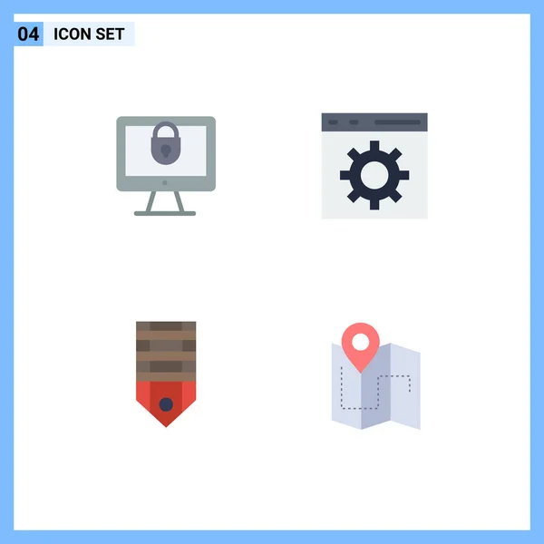 Conjunto Iconos Interfaz Usuario Moderna Símbolos Signos Para Computadora Militar — Vector de stock