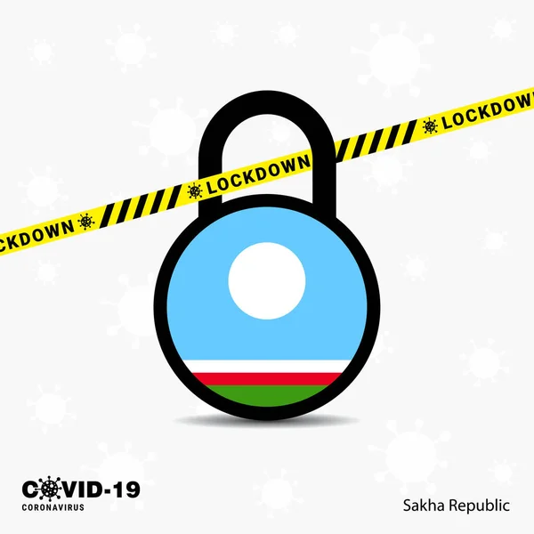 Sakha República Lock Hecho Lock Coronavirus Conciencia Pandémica Plantilla Covid — Vector de stock