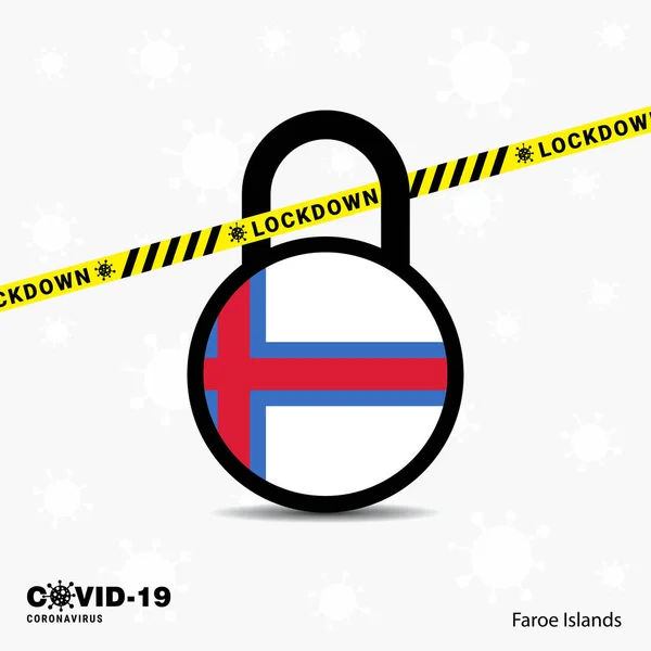 Faroe Islands Lock Lock Coronavirus Pandemic Incerning Covid Lock Design — стоковий вектор