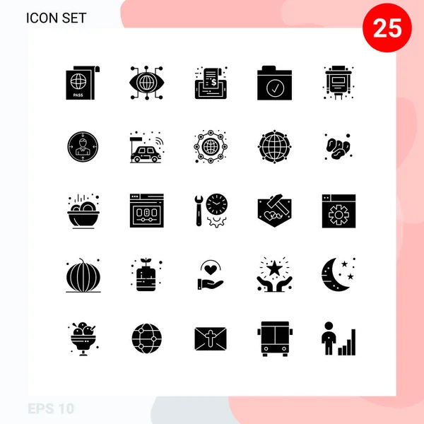 Pictogram Set Simple Solid Glyphs Vga Cable Mobile Selected Complete — Stockový vektor