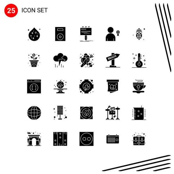 Grupo Modern Solid Glyphs Set Para Celebração Decoração Anúncio Melhor — Vetor de Stock