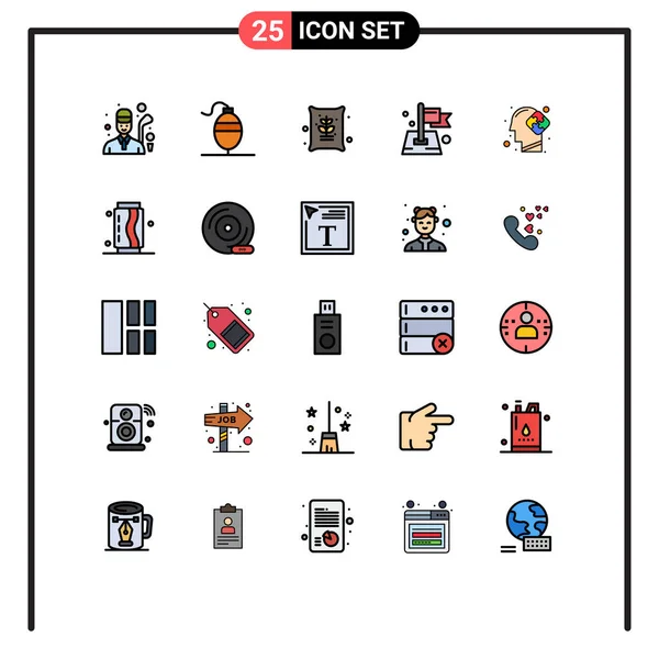 Iconos Creativos Signos Símbolos Modernos Mente Mapa Granja Objetivo Pin — Vector de stock
