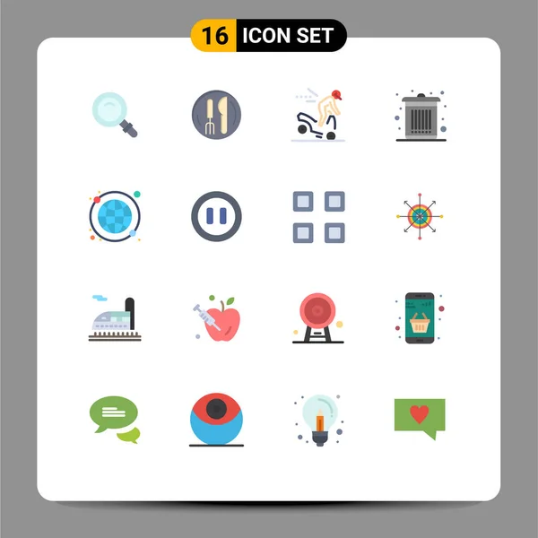 可编辑包装创意向量设计元素的16个平面色彩标志及符号组合 — 图库矢量图片