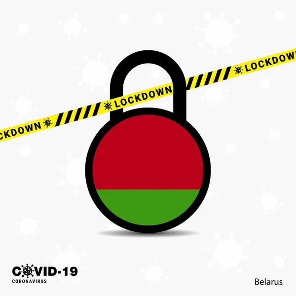 Bielorrusia Lock Deshizo Lock Coronavirus Conciencia Pandémica Plantilla Covid Lock — Vector de stock