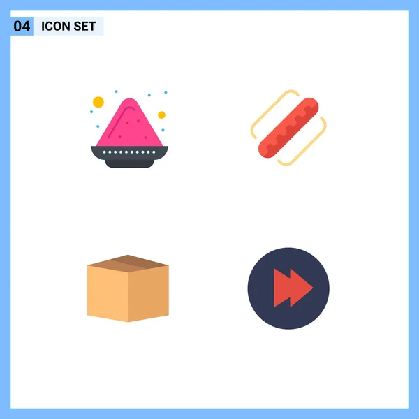 Set Van Commercial Flat Icons Verpakking Voor Kleurplaat Lading Poeder — Stockvector