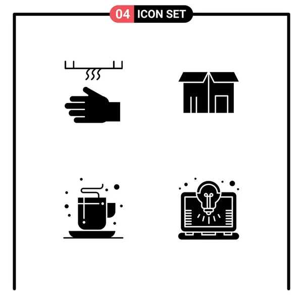 Modern Set Solid Glyphs Symbols Bath Coffee Dryer Market Office - Stok Vektor