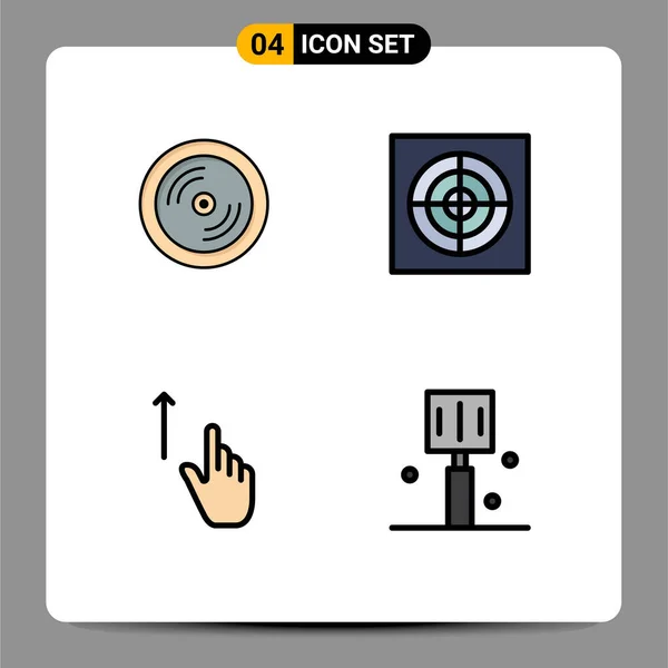 现代标志及符号 手工可编辑矢量设计元素的用户界面从动线平面彩色套件 — 图库矢量图片