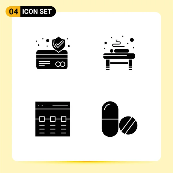 Set Van Moderne Pictogrammen Symbolen Tekenen Voor Geldautomaat Held Bed — Stockvector