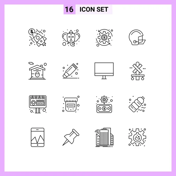 Vector Outlines Grid House Protection Coin Helmet Equipment Editable Vector — 스톡 벡터