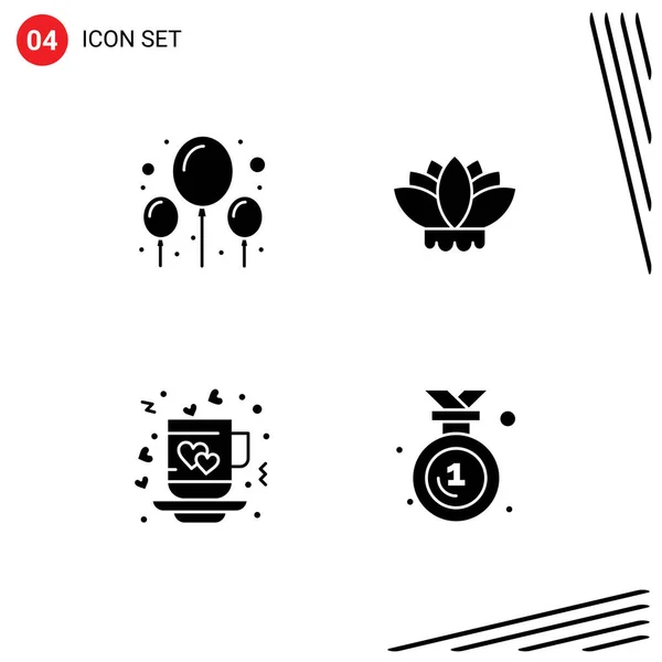 Stock Vector Icon Pack Line Signs Symbols Balloon Tea Flower — Stock Vector