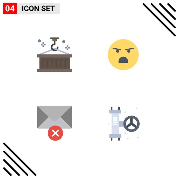 Set Iconos Planos Vectoriales Rejilla Para Caja Eliminar Logístico Emoción — Vector de stock