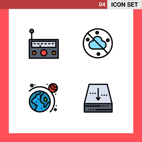 Conjunto Ícones Modernos Símbolos Sinais Para Dispositivo Sistema Rádio Tempo — Vetor de Stock