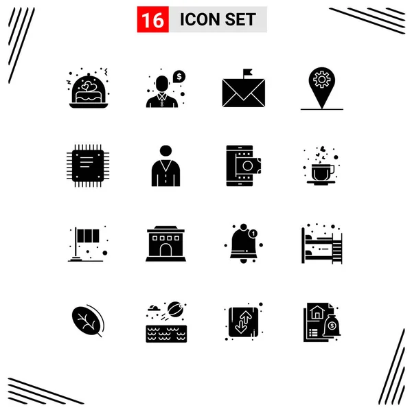 Stock Vector Icon Pack Signos Símbolos Línea Para Chip Mapa — Vector de stock