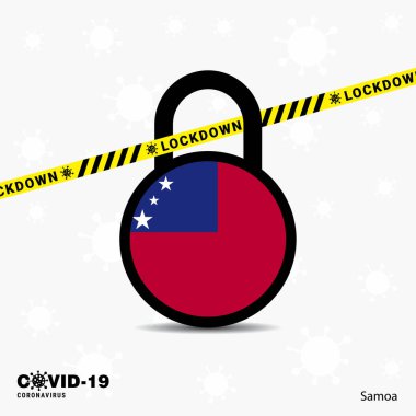 Samoa Lock Down Kilit Coronavirüs Salgın Bilinç Şablonu. COVID-19 Kilitleme Tasarımı