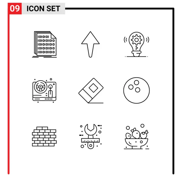 近代的な9つのアウトライン アイデア ホイール編集可能なベクトルデザイン要素の写真 — ストックベクタ