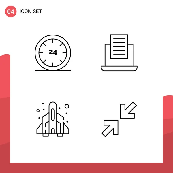 Mobile Interface Line Set Pictograms Fun Mail Play Editable Vector — Stockový vektor