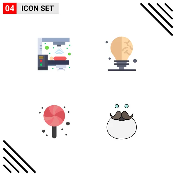 Flat Icon Pack Med Universella Symboler För Maskin Godis Scanner — Stock vektor