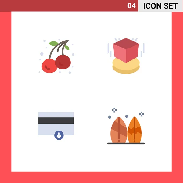 Flat Icon Pack Símbolos Universais Cerejas Dinheiro Fruta Objeto Placa —  Vetores de Stock