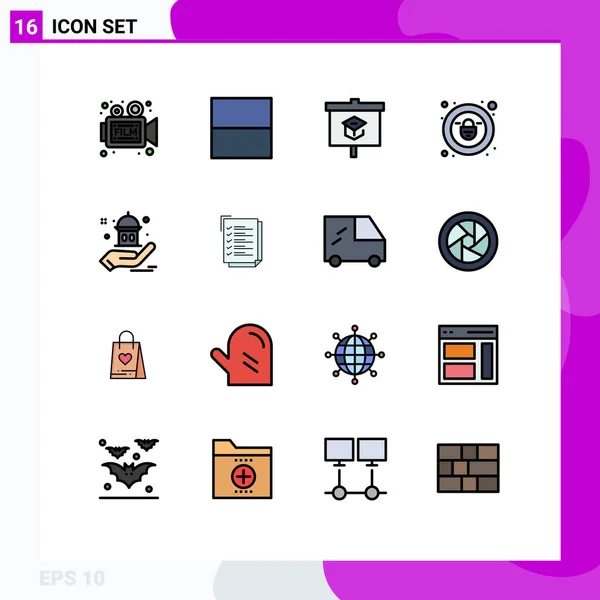 Universal Icon Symbols Group Modern Flat Color Töltött Vonalak Segítséget — Stock Vector