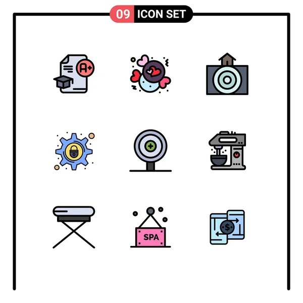 Creative Icons Modern Jelek Szimbólumok Üzleti Biztonsági Valentin Napi Zár — Stock Vector