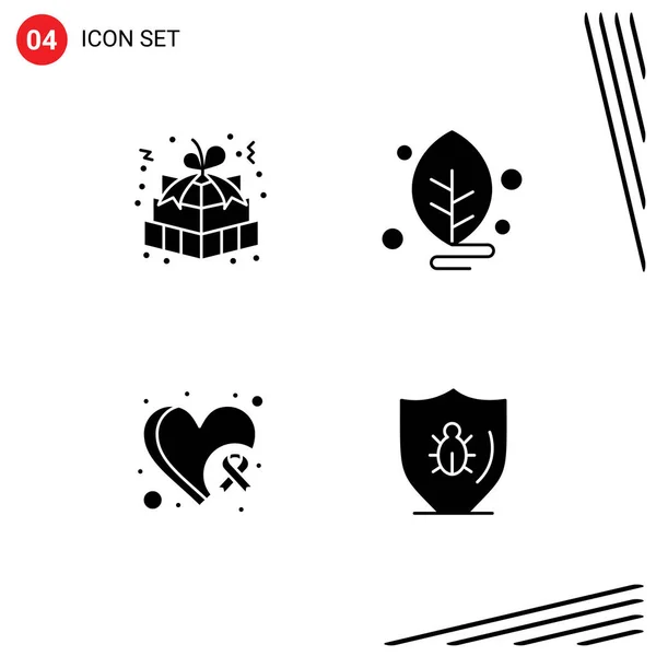 Pictogram Set Van Eenvoudige Solid Glyphs Van Kerstcadeau Borst Geschenkdoos — Stockvector