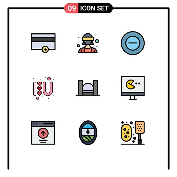 Universal Icon Symbols Group Modern Filledline Flat Színek Kikötő Híd — Stock Vector