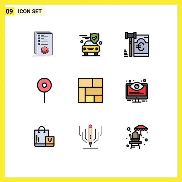 Conjunto Iconos Interfaz Usuario Moderna Símbolos Signos Para Diseño Pin — Vector de stock