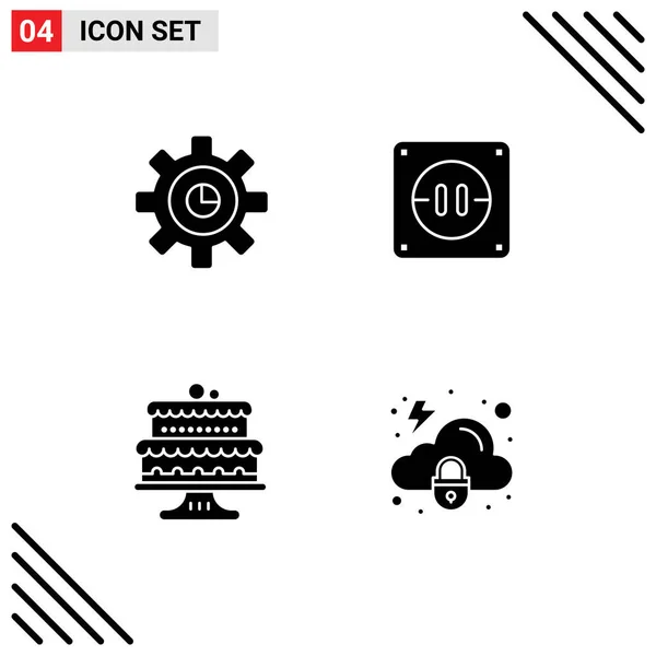 Set Icone Dell Interfaccia Utente Moderna Segni Grafico Torta Impostazione — Vettoriale Stock