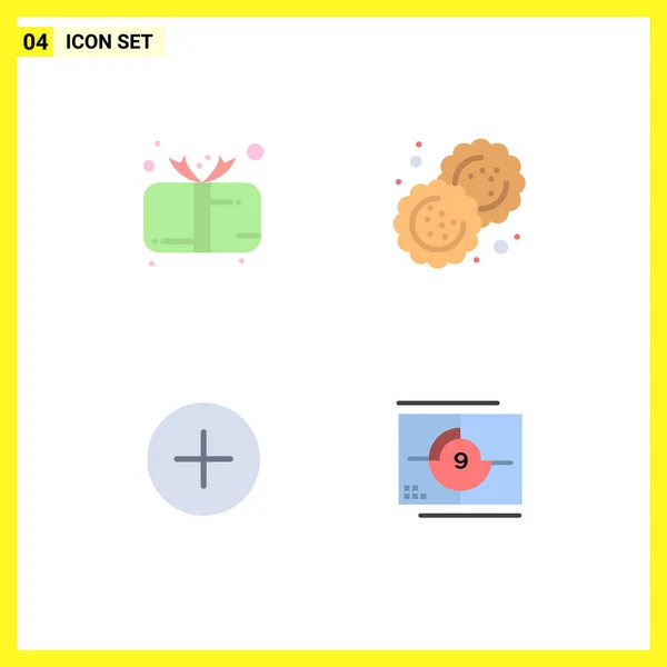 Mobile Interface Flat Icon Set Pictograms Present Twitter Cute Biscuit — 스톡 벡터