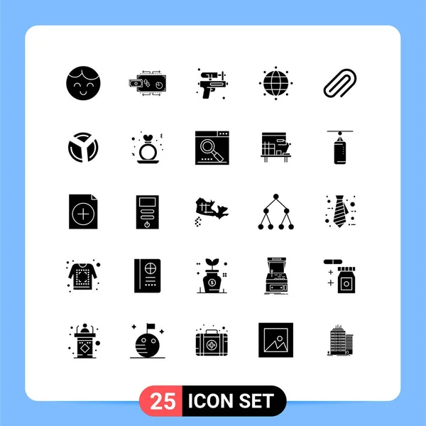 Creative Icons Modern Signs Symbols Paper Clip Gun World Global — Stock Vector