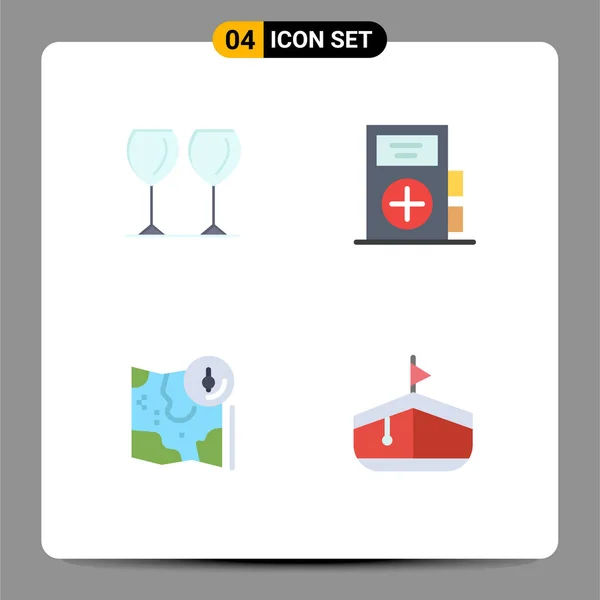 User Interface Flat Icon Pack Modern Signs Symbols Glass Map — Διανυσματικό Αρχείο