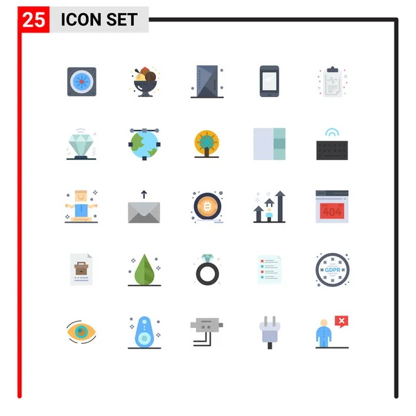 Mobile Interface Flat Color Set Pictograms Iphone Mobile Console Smart — стоковий вектор