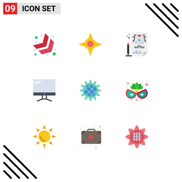 Iconos Creativos Signos Símbolos Modernos Desarrollar Global Cohete Dispositivo Elementos — Vector de stock