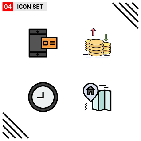 Conjunto Iconos Interfaz Usuario Moderna Símbolos Signos Para Móviles Reloj — Vector de stock