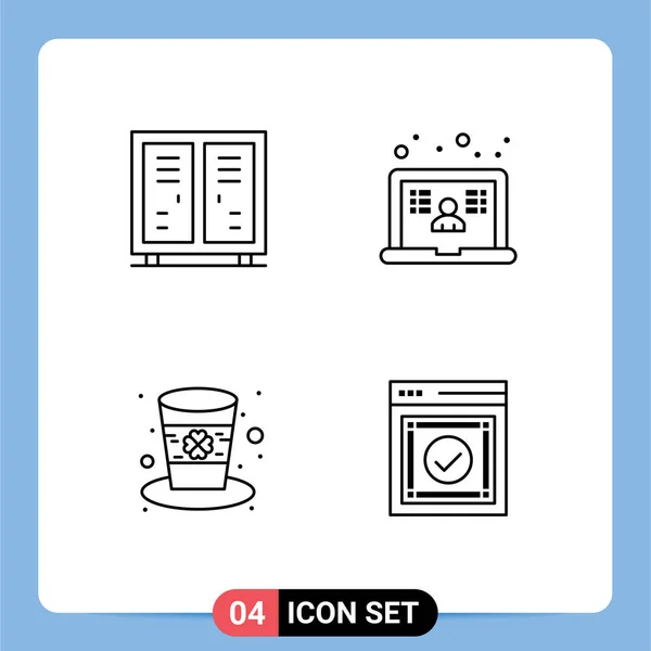 Stock Vector Icon Pack Líneas Signos Símbolos Para Actividades Día — Archivo Imágenes Vectoriales